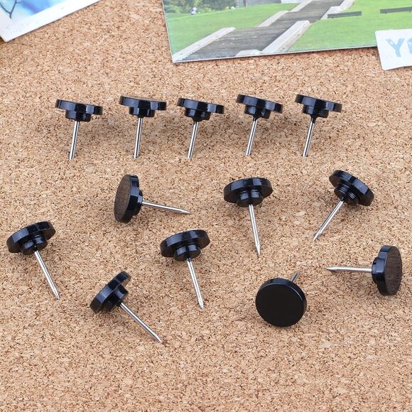 Push Pins 200-count Flat Black Thumb Tacks Steel Point and Plastic Head for Cork - Picture 4 of 7